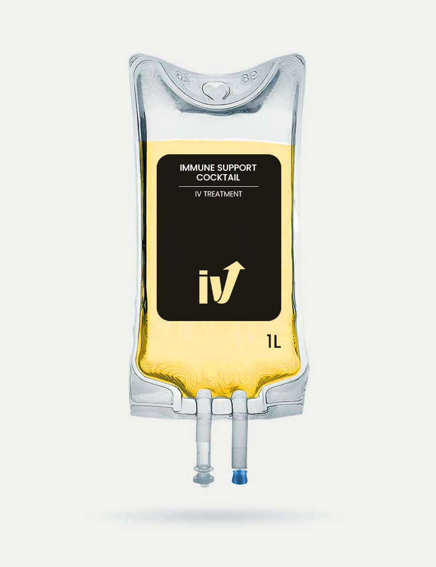 Immune Support Cocktail IV bag: Replenish fluids & boost immunity with Vitamin C, Zinc, and other vital nutrients.